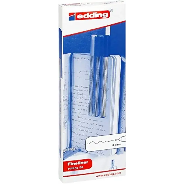 55 fineliner - çelik mavisi - 10 kalem - 0,3 mm uç