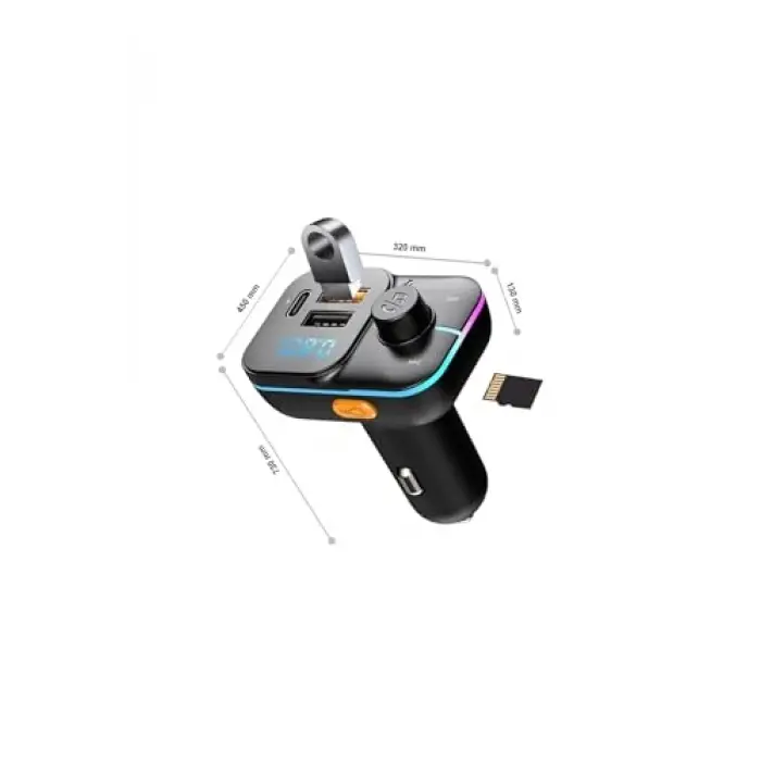 55W Hızlı Şarj Destekli Çift USB + Type-C Çıkışlı Bluetooth FM Modülatör Transmitter, MT9874 ile Uyumlu