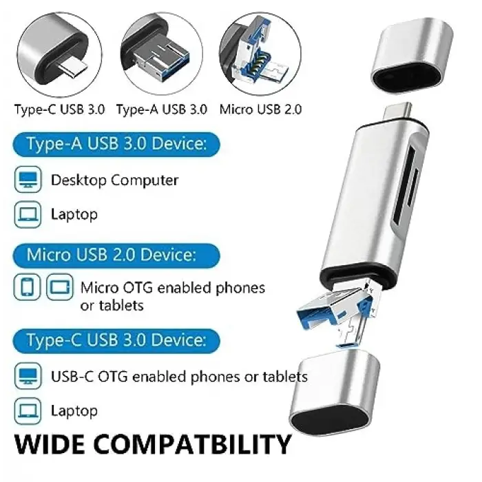 5848 Type C Usb Kart Okuyucu Micro Sd Card Reader Çevirici Dönüştürücü Adaptör
