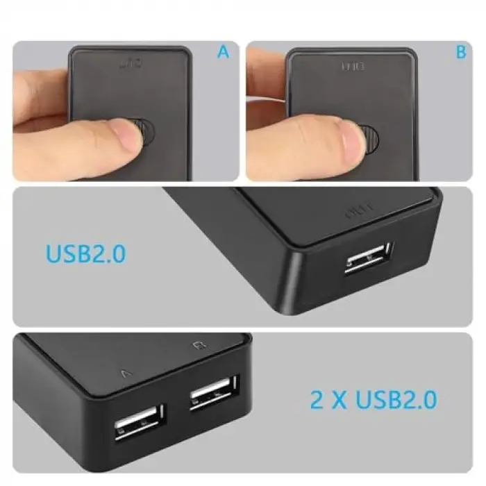 5945 Kvm Switch, 2 Port USB 2.0, Bir USB Cihazını İki PCde Kullanma