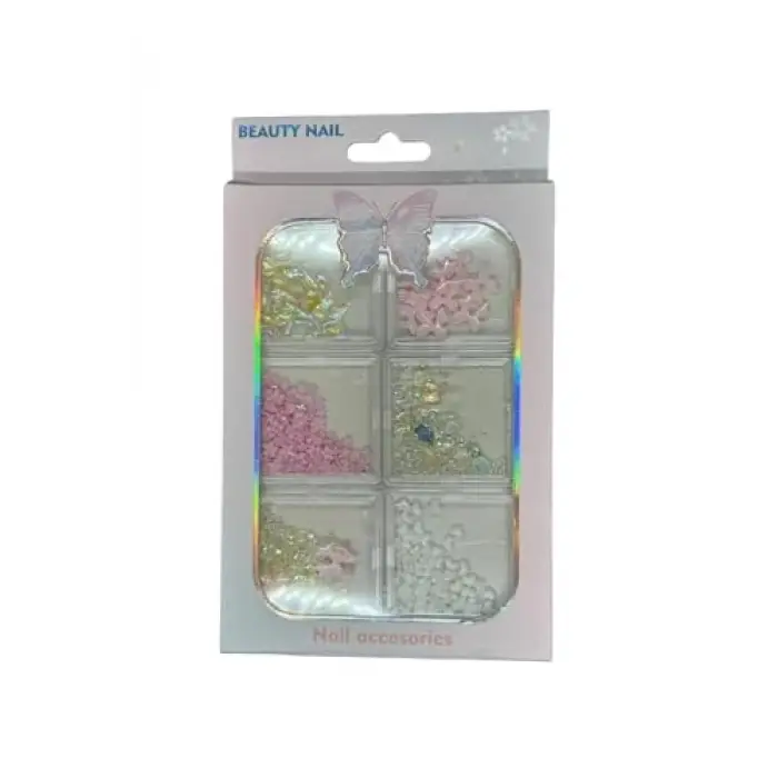 6 Çeşit Karışık 3D Tırnak Charmı, 2 Renkli