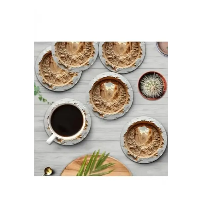 6lı Ahşap Bardak Altlığı BRD-011