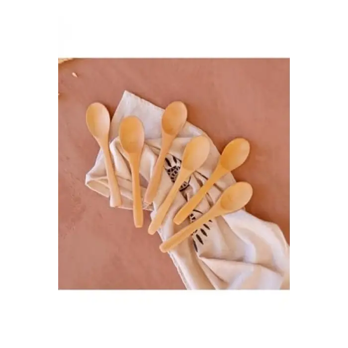 6lı Bambu Ölçü ve Baharat Kaşığı Seti, Çok Renkli, 17 cm