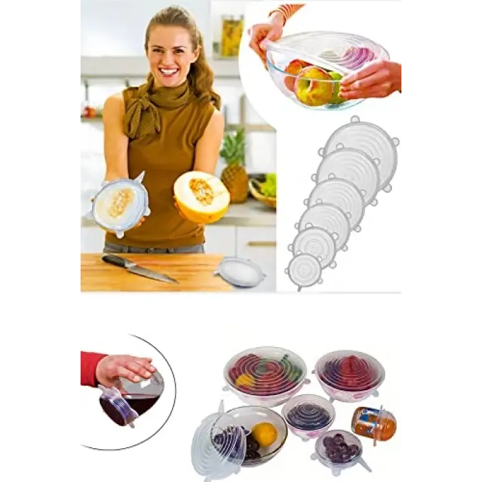 6lı elastik silikon streç kapak seti