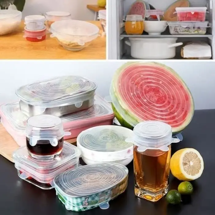 6lı elastik silikon streç kapak seti
