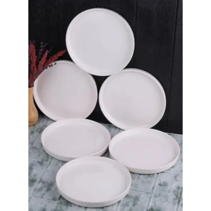 6lı Handmade 20 Cm Beyaz İnci Pasta Tabak Seti - Tatlı Tabağı Seti