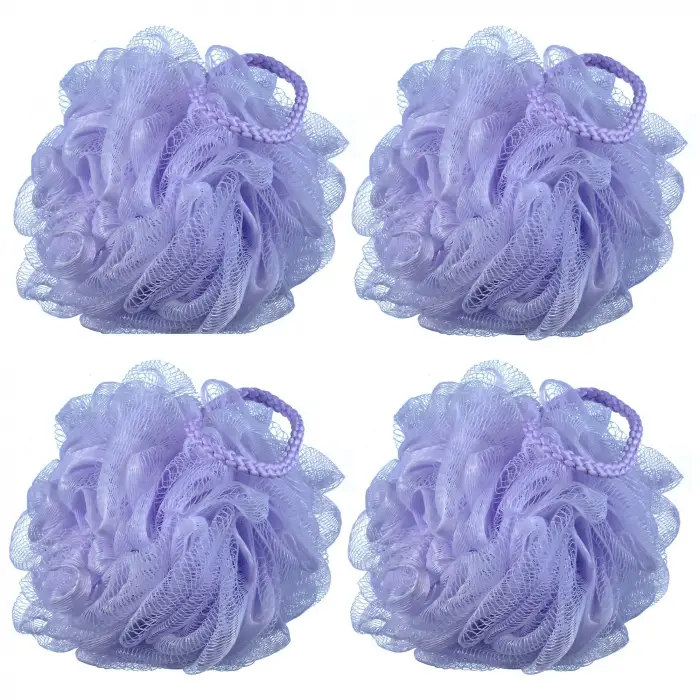 60 g/adet File Banyo Puf Duş Lifi Duş Kabarığı 4lü Paket (Mor)