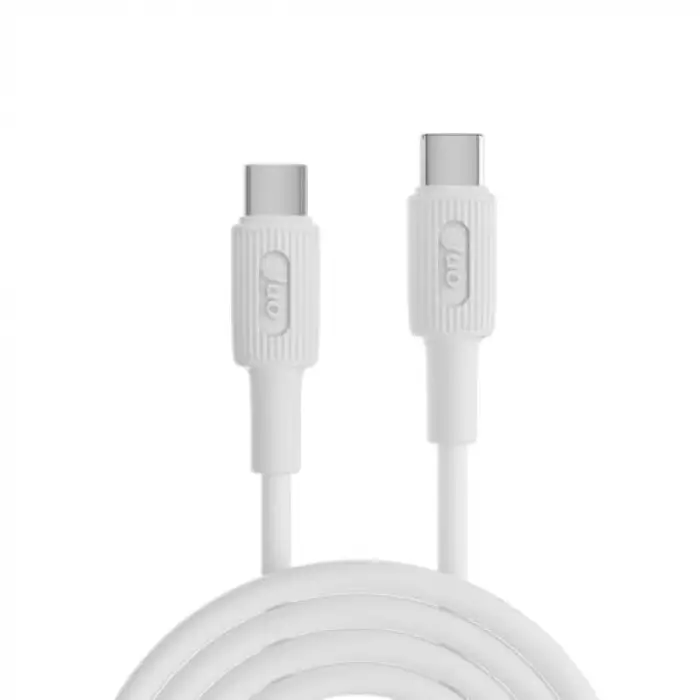 60W USB Type-C to Type-C Silikon Hızlı Şarj ve Data Kablosu Beyaz 1 Metre