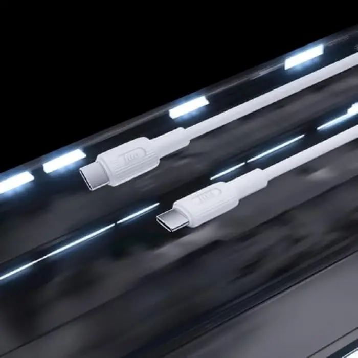 60W USB Type-C to Type-C Silikon Hızlı Şarj ve Data Kablosu Beyaz 2 Metre