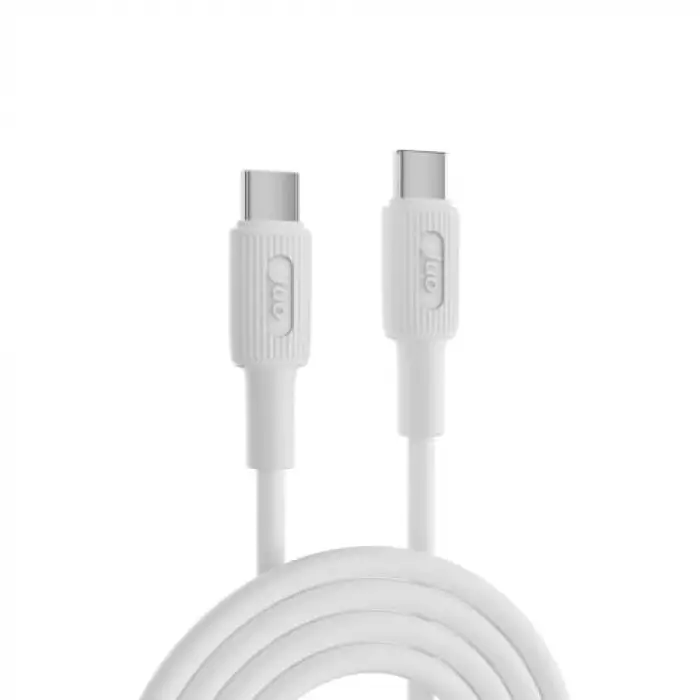 60W USB Type-C to Type-C Silikon Hızlı Şarj ve Data Kablosu Beyaz 2 Metre