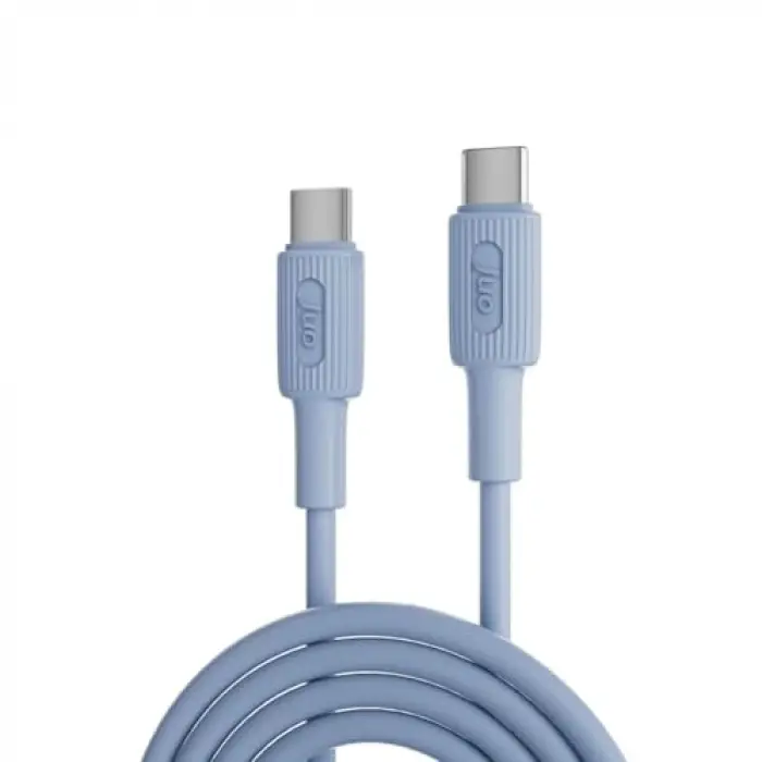 60W USB Type-C to Type-C Silikon Hızlı Şarj ve Data Kablosu Mavi 1 Metre