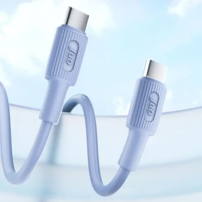 60W USB Type-C to Type-C Silikon Hızlı Şarj ve Data Kablosu Mavi 1 Metre