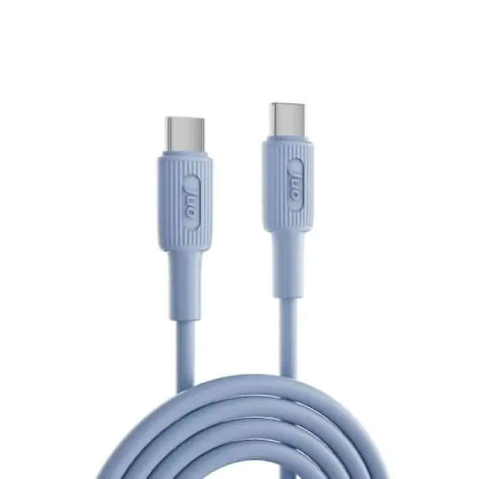 60W USB Type-C to Type-C Silikon Hızlı Şarj ve Data Kablosu Mavi 1 Metre