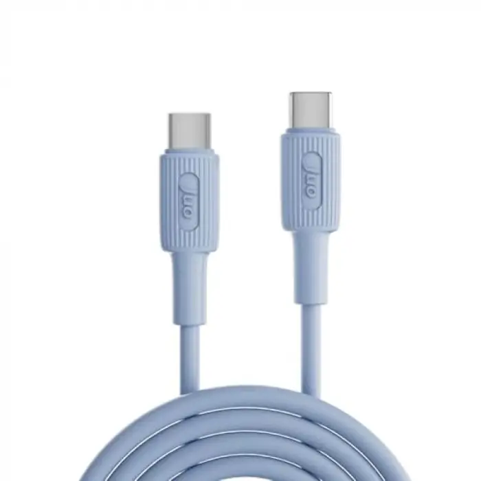60W USB Type-C to Type-C Silikon Hızlı Şarj ve Data Kablosu Mavi 1 Metre