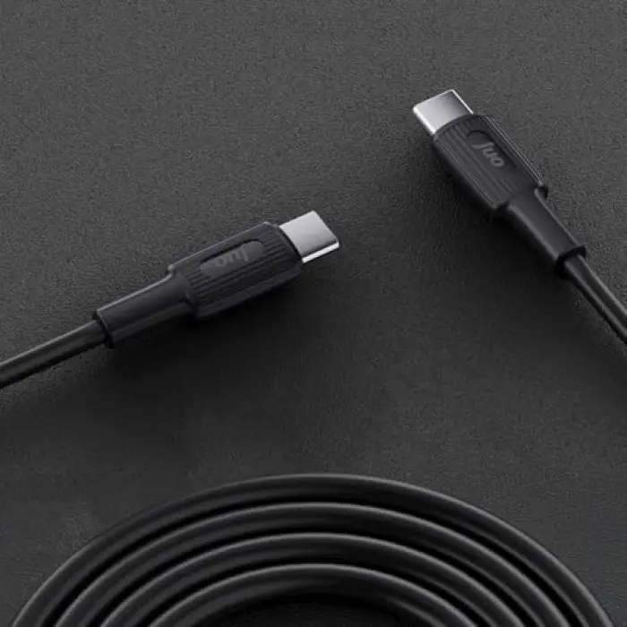 60W USB Type-C to Type-C Silikon Hızlı Şarj ve Data Kablosu Siyah 2 Metre