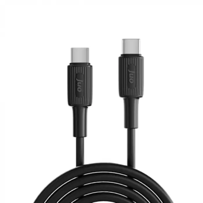 60W USB Type-C to Type-C Silikon Hızlı Şarj ve Data Kablosu Siyah 2 Metre