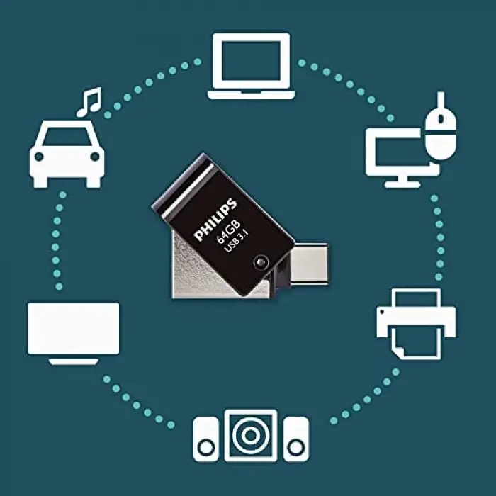 64GB OTG çift bağlantılı Type-C ve USB flash bellek