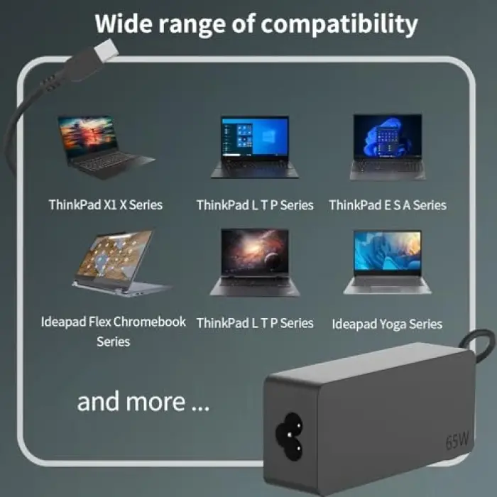 65 W USB C Tipi c AC Şarj Lenovo ThinkPad E580 E585 E590 E590S E595 T480 T490 T580 Yoga C940 C740 thinkbook ADLX65YCC3A Laptop Güç Kaynağı Adaptörü Kablosu ile Uyumlu