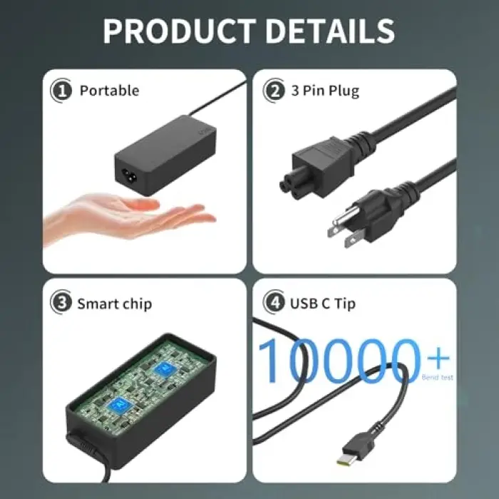 65 W USB C Tipi c AC Şarj Lenovo ThinkPad E580 E585 E590 E590S E595 T480 T490 T580 Yoga C940 C740 thinkbook ADLX65YCC3A Laptop Güç Kaynağı Adaptörü Kablosu ile Uyumlu