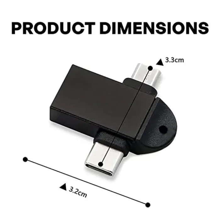 6549 Micro USB Type-C 3 In 1 OTG Dönüştürücü, USB 3.0 Girişli Type-C - Micro USB Adaptör