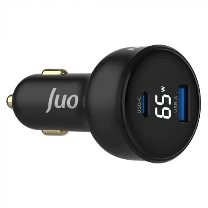 65W LED ekranlı Type-C + USB-A araç şarj aleti, iPhone, Android ve notebook uyumlu