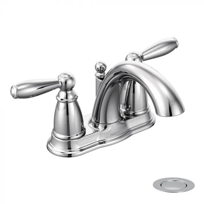6610BN Brantford Brushed nickel two-handle high arc bathroom faucet with Drain Assembly, Brushed Nickel