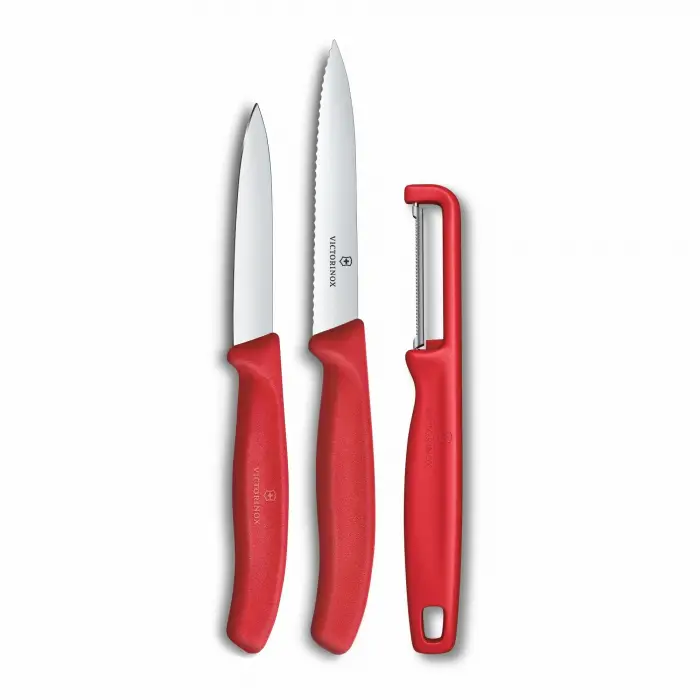 6.7111.33C1 Swiss Classic 3lü Bıçak ve Soyacak Set, Kırmızı