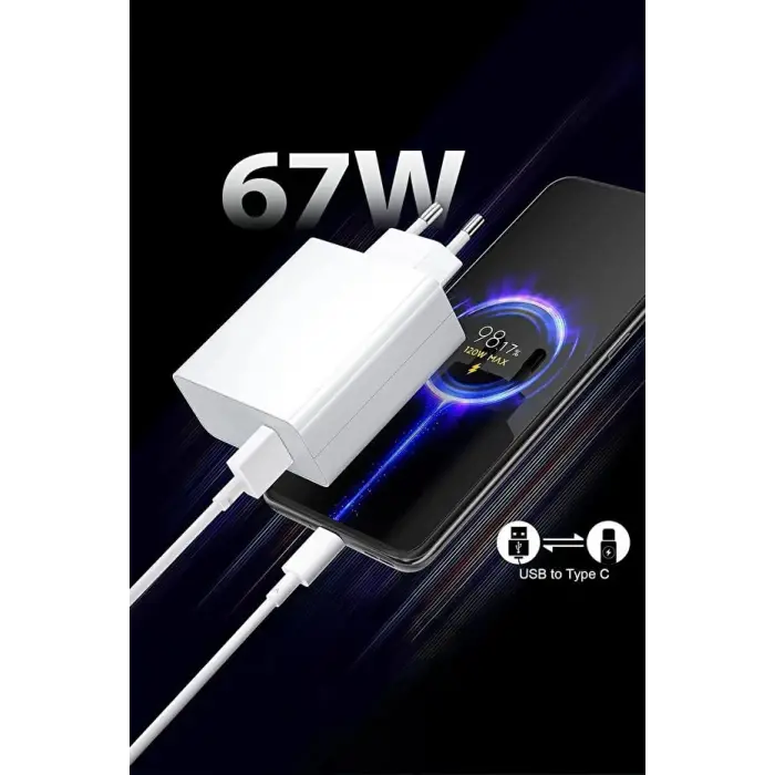 67W Hızlı Şarj Adaptörü ile Type-C Kablo Seti