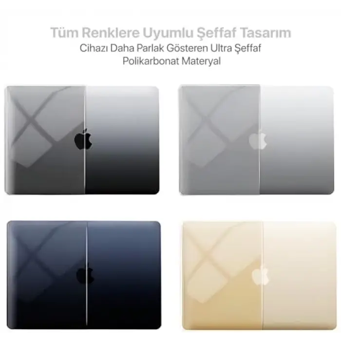 MacBook Air【M5/M4/M3/M2】13.6 inç | ile Uyumlu Crystal Ultra Şeffaf Sert Kılıf | 2026/2025/2024/2023/2022 | A3449 - A3240 - A3113 - A2681 | Yılları ve Model Numaraları (Şeffaf, 13.6 inç)