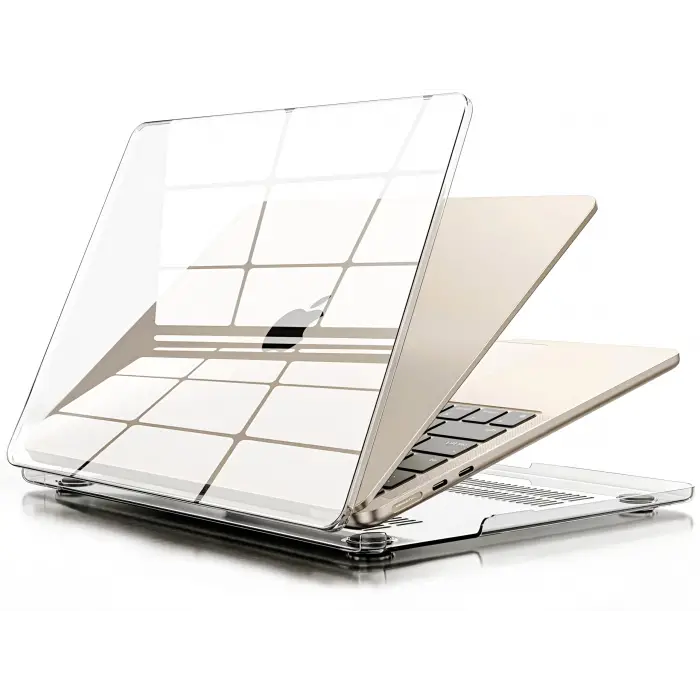 MacBook Air【M5/M4/M3/M2】13.6 inç | ile Uyumlu Crystal Ultra Şeffaf Sert Kılıf | 2026/2025/2024/2023/2022 | A3449 - A3240 - A3113 - A2681 | Yılları ve Model Numaraları (Şeffaf, 13.6 inç)