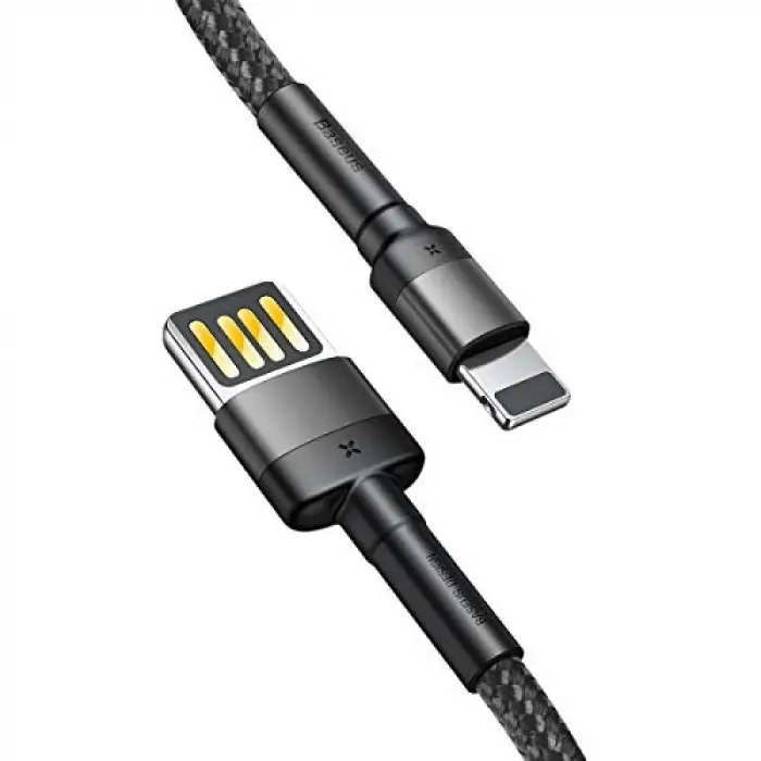 Cafule Special Edition, USB-A & Lightning 2.4 A Şarj & Data Aktarım Kablosu,1 Metre, Gri - Siyah, ‎CALKLF-GG1
