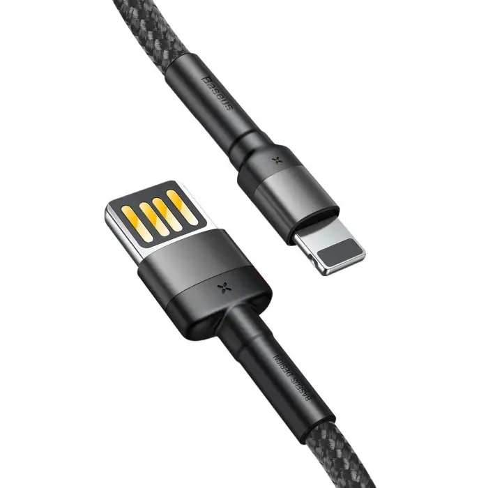Cafule Special Edition, USB-A & Lightning 2.4 A Şarj & Data Aktarım Kablosu,1 Metre, Gri - Siyah, ‎CALKLF-GG1