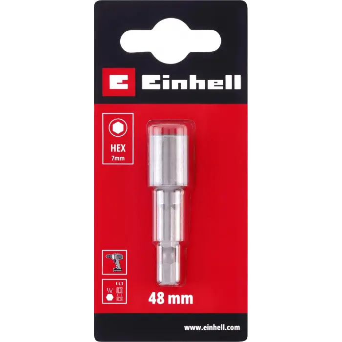 Orijinal Manyetik Lokma Ucu, 7 mm (Krom Vanadyum Çelik, 48 mm, E 6.3/1⁄4”, Akülü Vidalama ve Matkaplar İçin) - 49135115