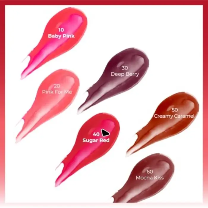 Cosmetics Lip Oil 40 Sugar Red Nemlendirici ve Parlatıcı Dudak Bakım Yağı, Kırmızı