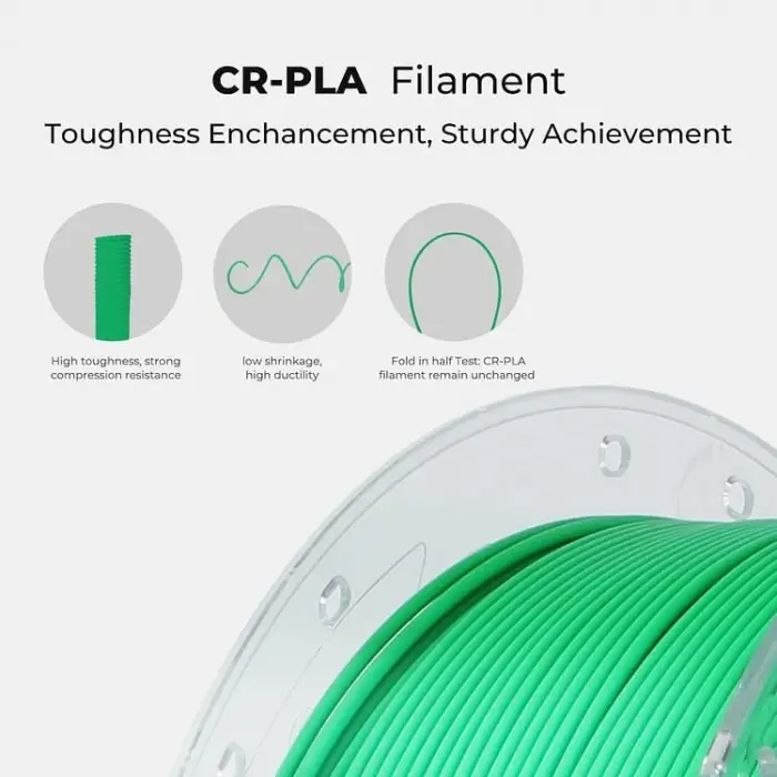 CR-PLA Filament, 1.75mm 3D Yazıcı Filamenti, 1.0kg (2.2lbs) Makara, Çözgü Arttırılmış Tokluk Yok, Boyutsal Doğruluk ± 0.03mm Baskı Filamenti, FDM 3D Yazıcılar için Uygun (Gri)