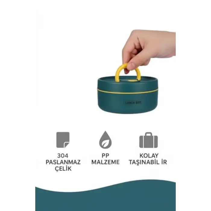 304 Çelik Mavi 430 ml Yemek Mama Saklama Kabı Sefer Tas� (Sıcak Tutmaz) cin417mv