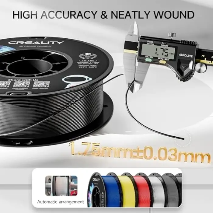 1,75 mm beyaz Abs 3D yazıcı filamenti, dikkatlice sarılmış makara, sağlam ve dayanıklı, iyi ısı direnci, daha az koku, boyutsal doğruluk ± 0,03 mm