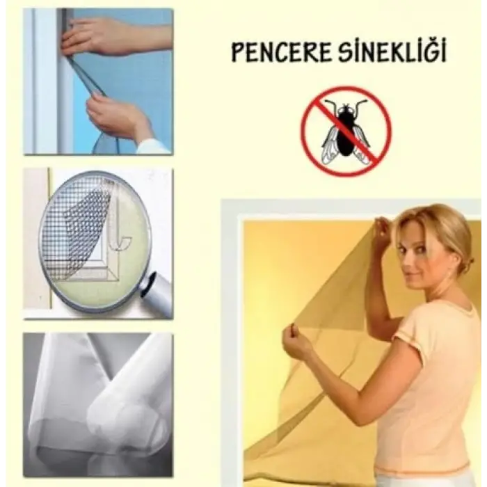 Pencere Sinekliği 130x150 cm ±5 cm | Çift Kanatlı Tül Sineklik | Kendinden Yapışkanlı Bantlı | Sinek, Sivrisinek ve Böceklere Karşı Koruma | Kolay Montaj