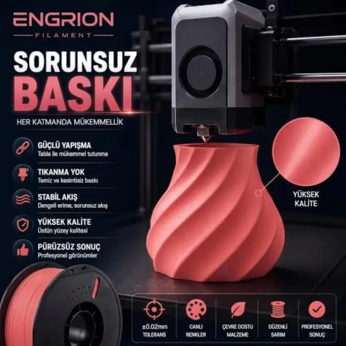 Pla+ Filament 1.75 mm 1 kg Pembe - Yüksek Hızlı Baskı, ±0.02 mm Tolerans, Fdm/Ams Uyumlu 3D Yazıcı Filamenti