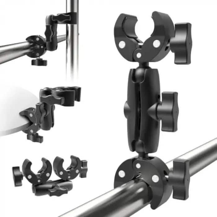 Çift Başlı Superclamp Gidon Montaj & 200 cm Görünmez Selfie Çubuğu; Insta360 X3, X2, X4, X5, One RS, GO 3, One X, Evo ile Uyumlu, Alüminyum Çubuk, 1/4,360­° Ayarlanabilir
