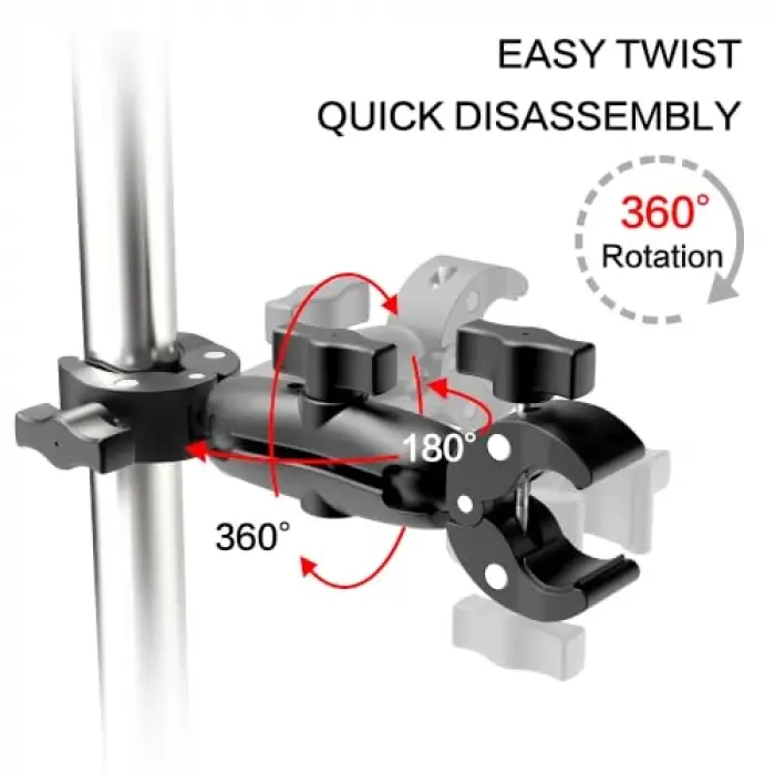Çift Başlı Superclamp Gidon Montaj & 200 cm Görünmez Selfie Çubuğu; Insta360 X3, X2, X4, X5, One RS, GO 3, One X, Evo ile Uyumlu, Alüminyum Çubuk, 1/4,360­° Ayarlanabilir