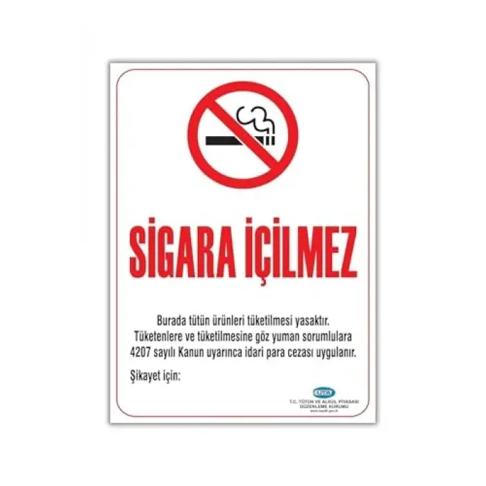 Sigara İçلmez Uyarı İkaz Levhası, Folyo Baskı, 50x70 cm