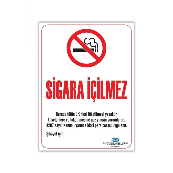 Sigara İçلmez Uyarı İkaz Levhası, Folyo Baskı, 50x70 cm