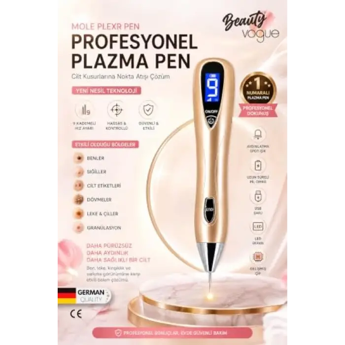 Mole Plexr Pen Gold-Plazma Kalem Seti, Kablosuz Şarj, 10 İğne, 3 Kartuș