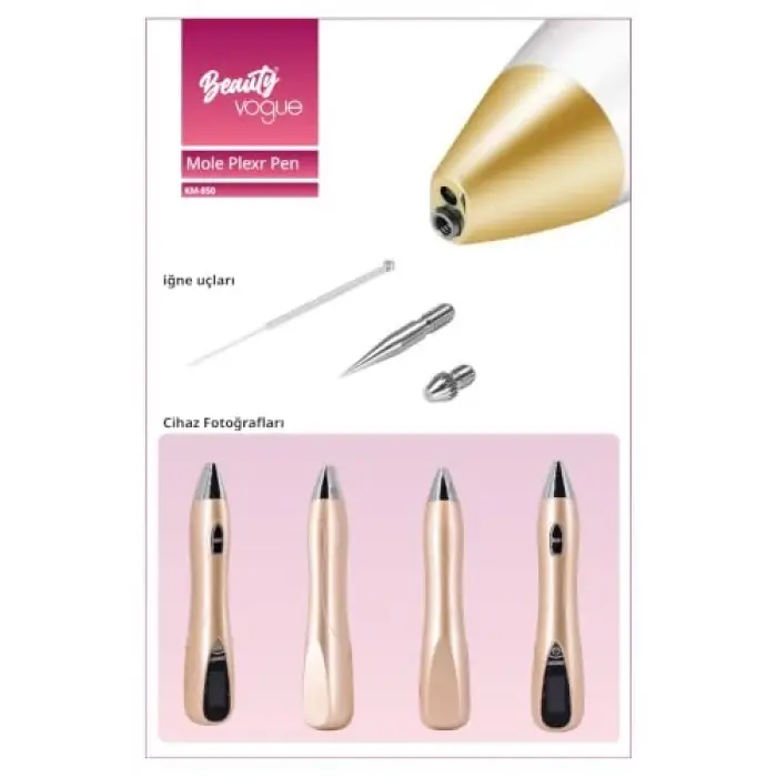Mole Plexr Pen Gold-Plazma Kalem Seti, Kablosuz Şarj, 10 İğne, 3 Kartuș