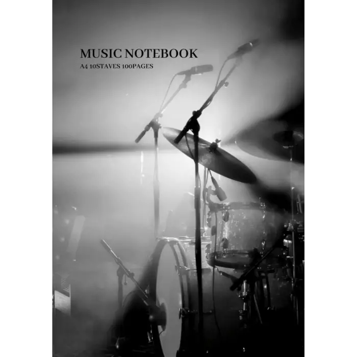 Musıc Notebook A4 10STAVES 100PAGES: A4サイズ 無地 5線譜 10段 100ページ ドラムアートフォト表紙シリーズ 2