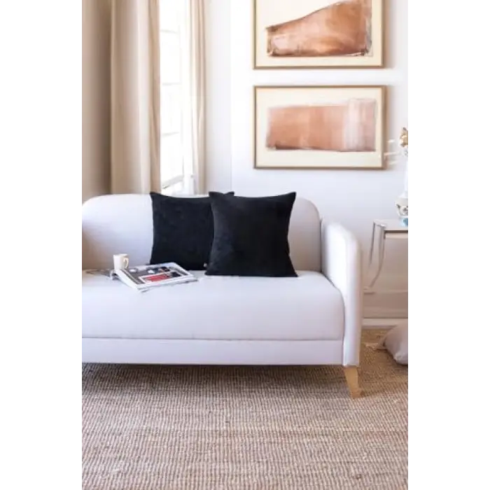 Siyah 43x43 cm 2li Teddy Puffy kır­lent kılıfı