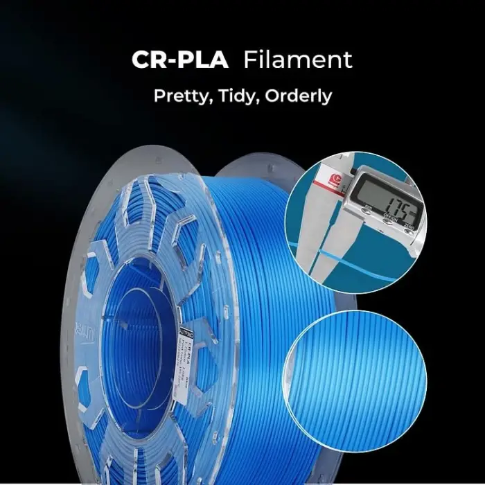 CR-Pla 1.75 mm 3D Yazıcı Filamenti, 1.0 kg (2.2lbs) Makara, Boyutsal Doğruluk ± 0.03 mm, Gri