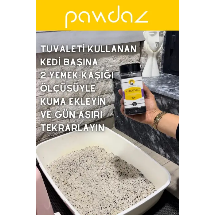Kokusuz - Aktif Karbon ve Siyah Çay Özlü Kedi Kumu Kokusu Giderici (500 ML.; 360 Gram ± 25 G)