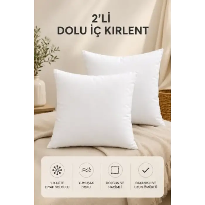 Silikon elyaf dolgulu 2li kır­lent iç yastık dolgusu